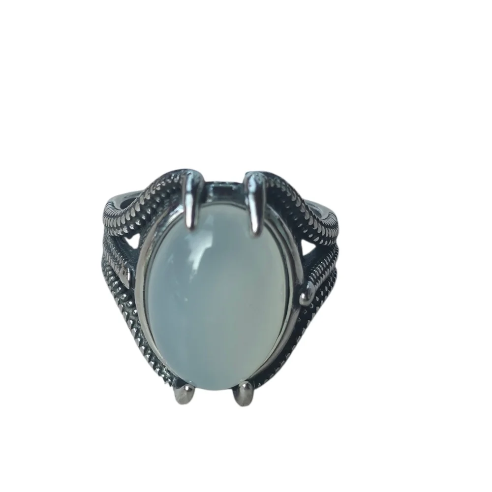 New Stainless Steel Men's Ring With Synthetic Opal Size 11